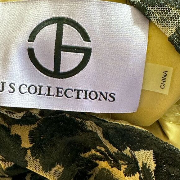 JS collections Dress Womens size 4 floral appliqué Gown Beige and Black Mesh - Picture 9 of 13